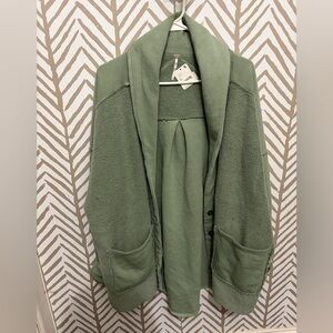 Free People Sage Green Shawl Collar Cardigan